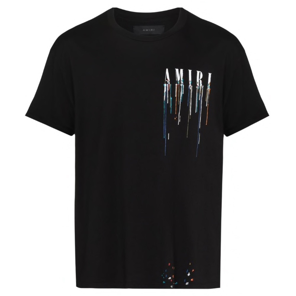 AMIRI Black Paint drip logo T-shirt